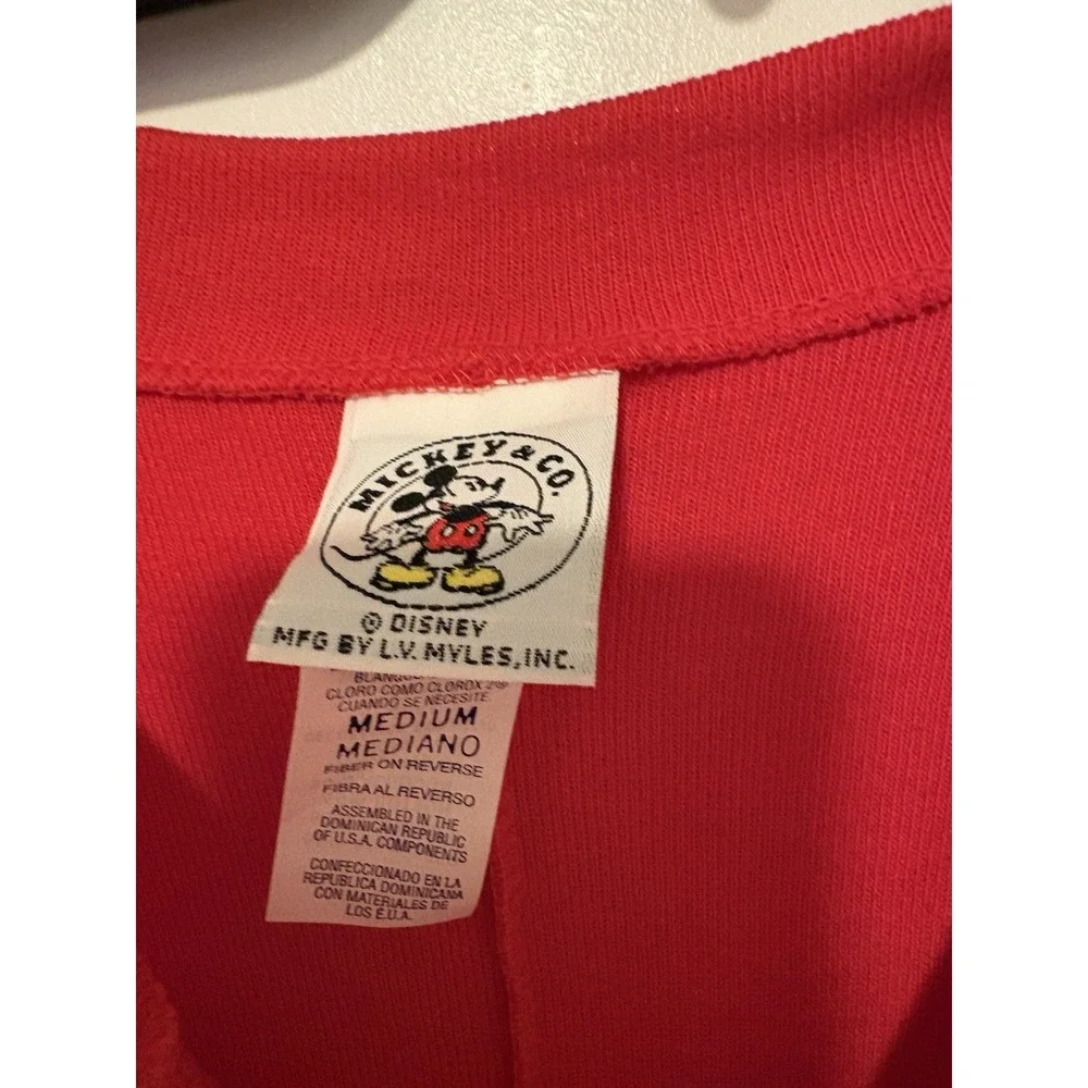 Vintage Disney Mickey Pajamas Medium Red One Piece Longjohns 50/50 USA NWT - Picture 3 of 4